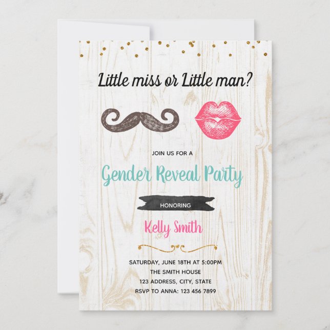 Little man or little miss gender reveal invitation (Front)