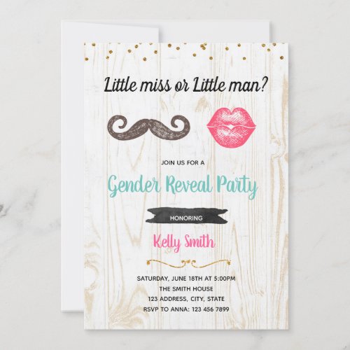 Little man or little miss gender reveal invitation