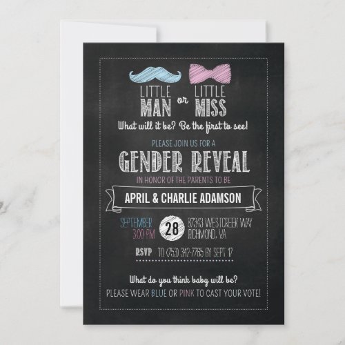 Little Man or Little Miss Gender Reveal Invitation