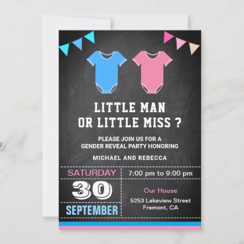 Little Man or Little Miss Gender Reveal Party Invitation
