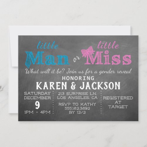 Little Man or Little Miss _ Gender Reveal Party Invitation