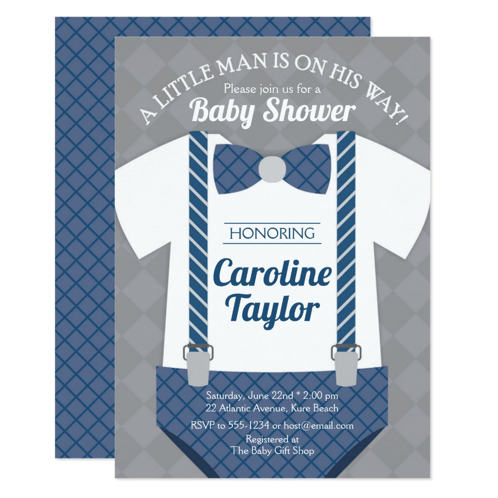 Little Man Outfit Baby Shower Invitation