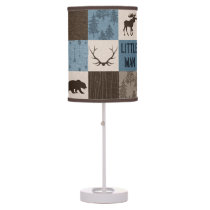 Little Man Patchwork Lamp - Blue and Brown Little Man Patchwork Lamp - Blue and Brown