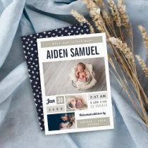 Little Man Photo Collage Birth Announcement