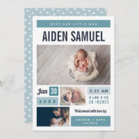 Little Man Photo Collage Birth Announcement