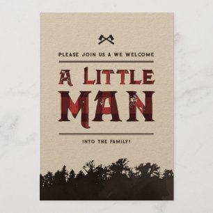 Little Man Plaid Woodland Couples Shower Invite