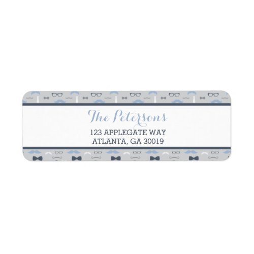 Little Man Return Address Label Blue and Gray Label