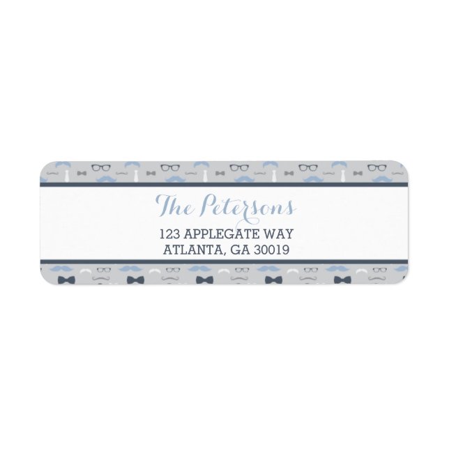 Little Man Return Address Label, Blue and Gray Label (Front)