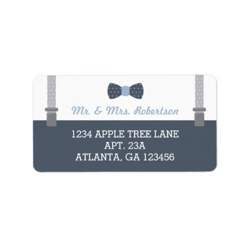 Little Man Return Address Label Blue and Gray Label