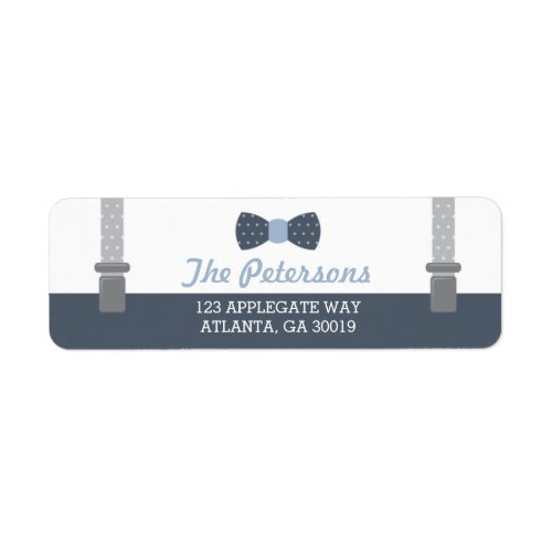 Little Man Return Address Label Blue and Gray Label