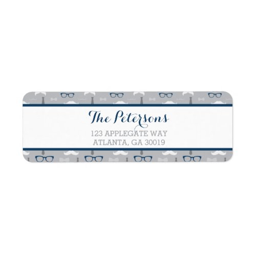 Little Man Return Address Label Navy Blue Gray Label