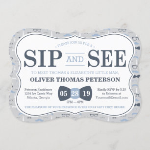 Little Man Sip and See Baby Shower Invitation