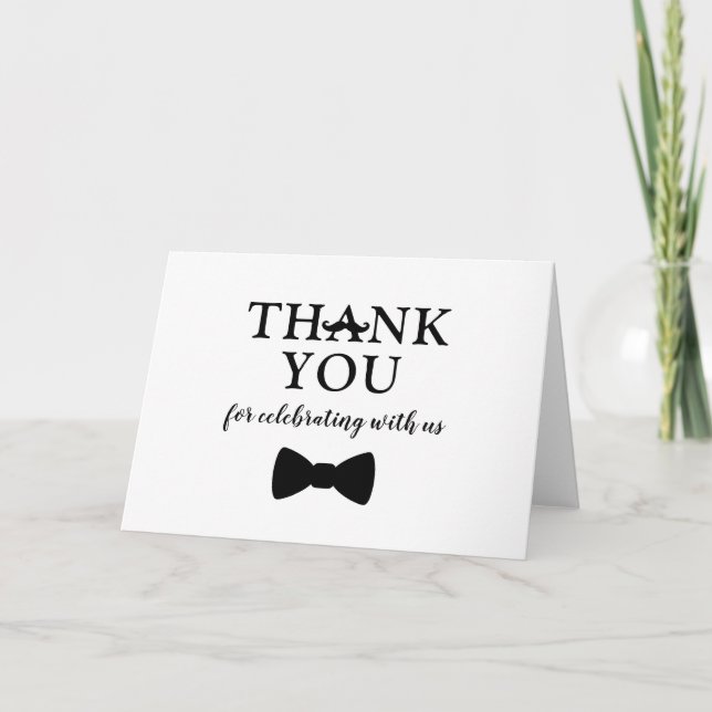Little Man thank you, Bow tie Thank You Card (Front)