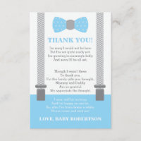 Little Man Thank You Card, Baby Blue, Gray