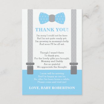 Little Man Thank You Card  Baby Blue  Gray by DeReimerDeSign at Zazzle