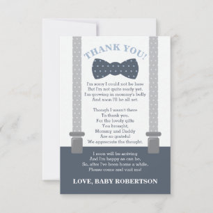 Little Man Thank You Card, Blue, Gray Card