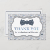 Little Man Thank You Card, Bow Tie, Blue, Gray (Front/Back)