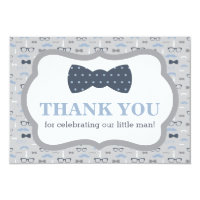 Little Man Thank You Card, Bow Tie, Blue, Gray Card