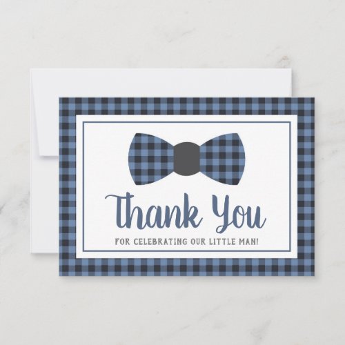 Little Man Thank You Card Bow Tie Buffalo Plaid Invitation