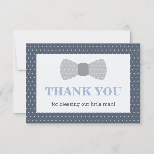 Little Man Thank You Card Navy Blue Gray