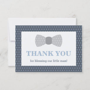 Little Man Thank You Card, Navy Blue, Gray Card