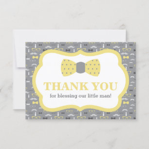 Little Man Thank You Card, Yellow and Gray Card