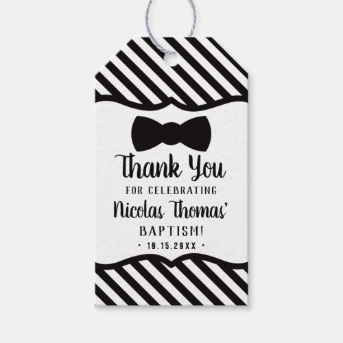 Little Man Thank You Tag Black Baptism Gift Tags