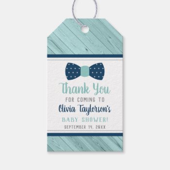Little Man Thank You Tag  Blue  Aqua  Bow Tie Gift Tags by DeReimerDeSign at Zazzle