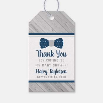 Little Man Thank You Tag  Blue  Gray  Bow Tie Gift Tags by DeReimerDeSign at Zazzle