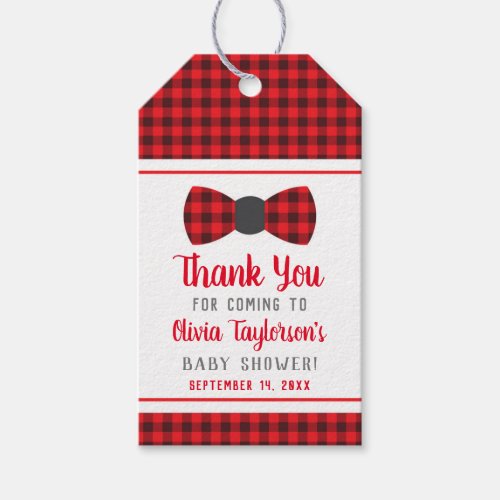 Little Man Thank You Tag Red Buffalo Plaid Gift Tags