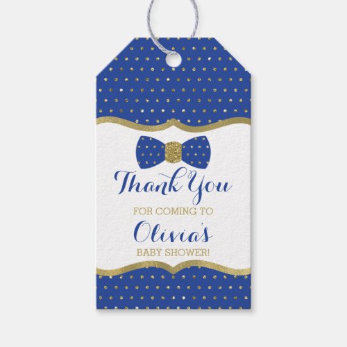 Little Man Thank You Tag Royal Blue Gold Gift Tags