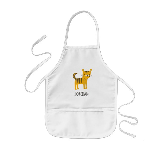 Little Man | Tiger Bow Tie Kids' Apron (Front)