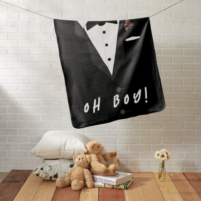 Little Man Tuxedo Baby Bib Baby Blanket (In Situ)