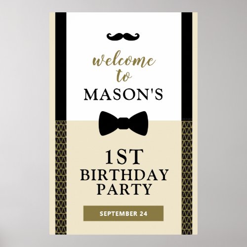 Little Man welcome sign Boy birthday Poster