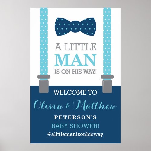 Little Man Welcome Sign Poster Baby Shower