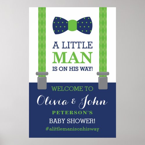 Little Man Welcome Sign Poster Baby Shower