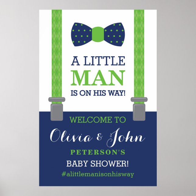 Little Man Welcome Sign Poster, Baby Shower (Front)