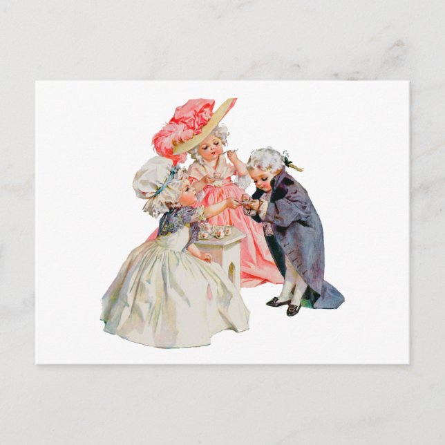 Little Martha Washington's Tea Party Invitation Postcard (Front)