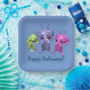 Little Martians,Happy Halloween ,personalized Pape Paper Plates