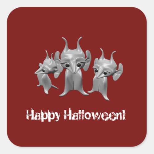 Little MartiansHappy Halloween personalized Square Sticker