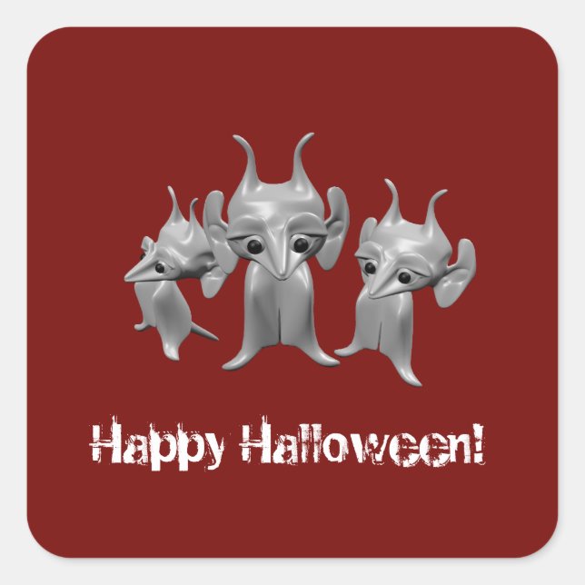 Little Martians,Happy Halloween ,personalized Square Sticker (Front)