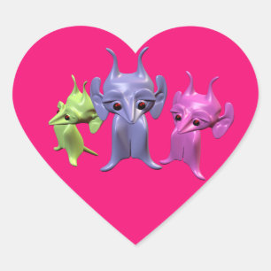 Little Martians Heart Sticker