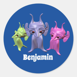 Little Martians, personalized for children. Classic Round Sticker