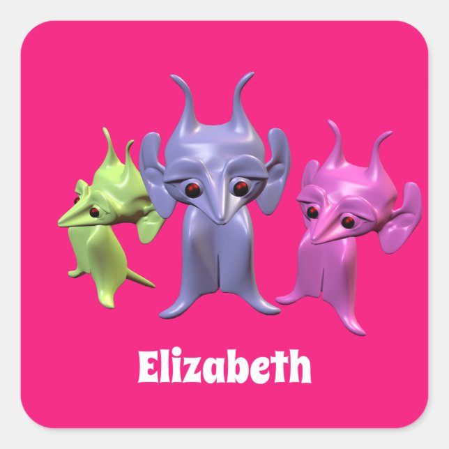 Little Martians, personalized for children. Square Sticker (Front)