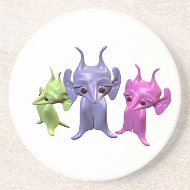 Little Martians Sandstone Coaster (Front)