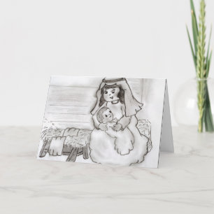 Little Mary and Baby Jesus Holiday Card