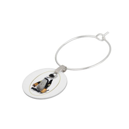 Little Mascot Hockey Player Penguin Wine Charm