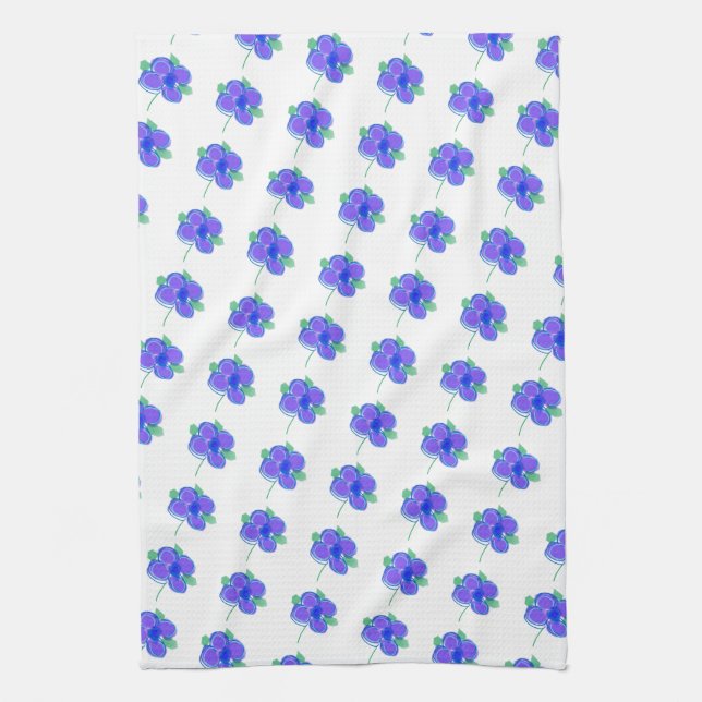 Little Mauve Flowered Kitchen Towel (Vertical)