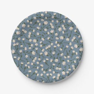 Little Meadow Ditsy Floral Pattern - Vintage Denim Paper Plates