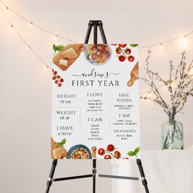 Little Meatball 1st Birthday Milestone Sign (In Situ (Stand))